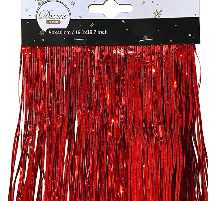 Lametta i rød closeup