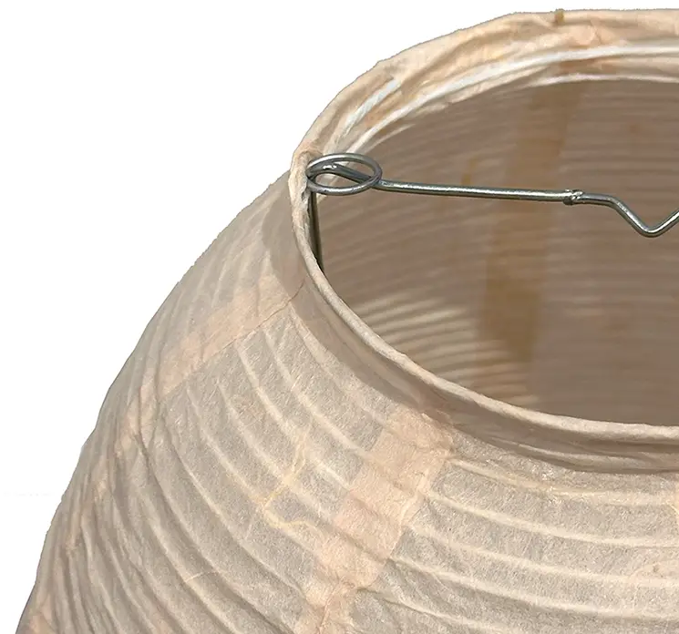 Lampeskærm af rispapir i creme farvet 30cm closeup