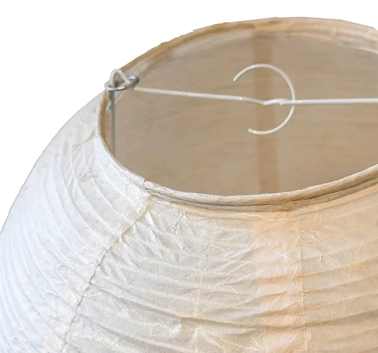 Lampeskærm af rispapir i creme farvet 54cm closeup