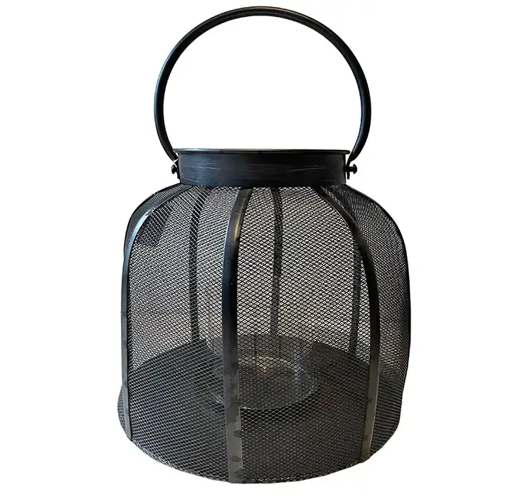 Lanterne af metal i sort med hank og glasindsats 25cm