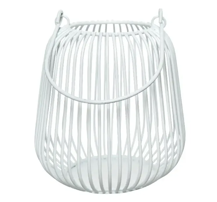 Lanterne med håndtag i hvid af stål