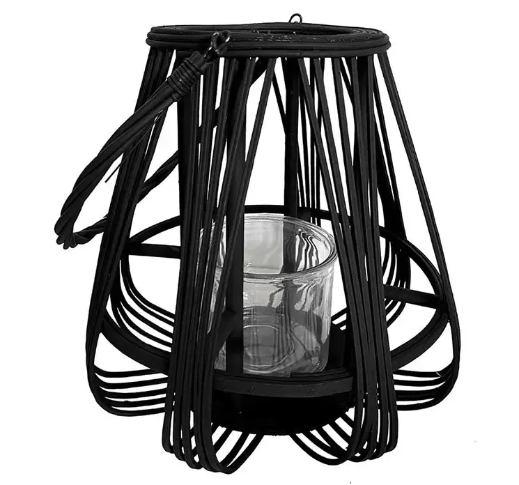 Lanterne af bambus i sort håndlavet