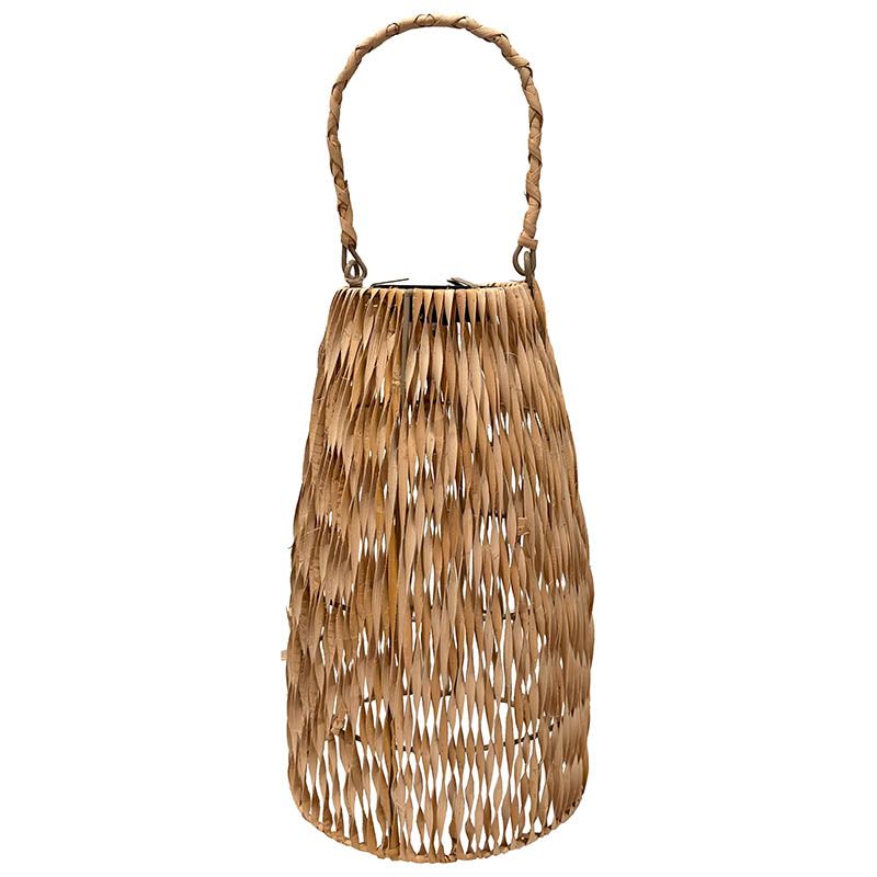 Lanterne med solceller, lavet af rattan