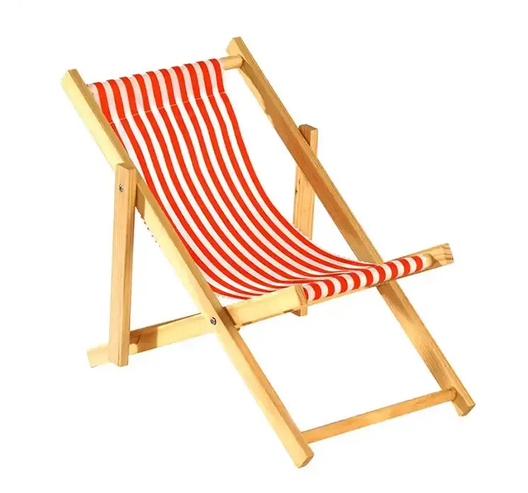 Liggestol mini til dekoration med rød og hvid stribet stof