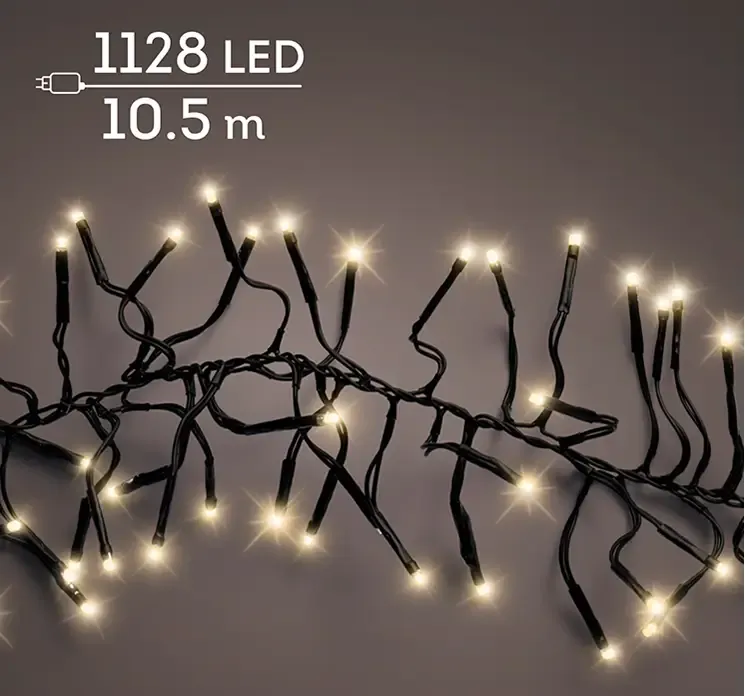 Lyskæde med LED og 8 funktioner med 10,5m ledning