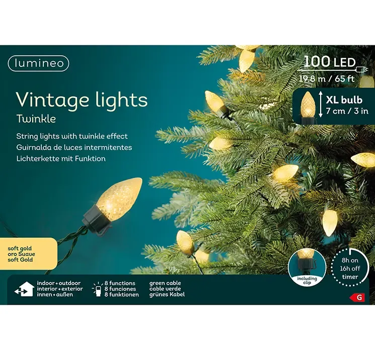 Lyskæde med LED lys twinkle med 8 funktioner æske