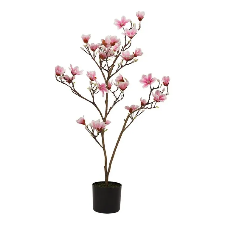 Magnolia træ, 100cm, pink, kunstig plante – Brøndsholm