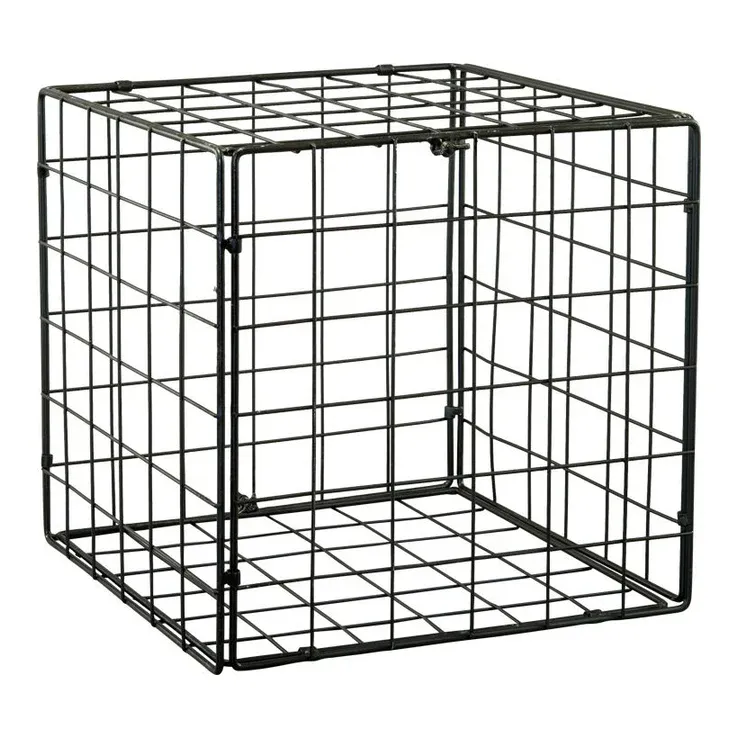 Foldbar metalterning 30x30x30cm sort i metaltråd til podie og udstilling - Brøndsholm