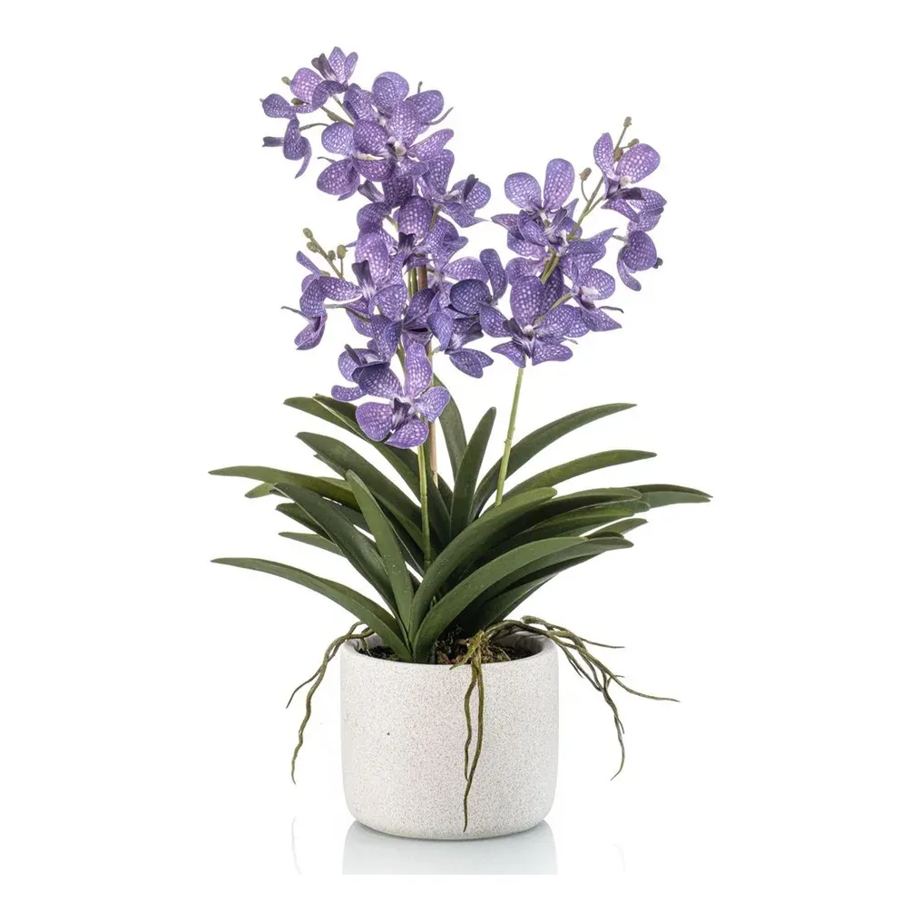 Orkide i potte, Vanda, 60cm, lilla, kunstig blomst – Brøndsholm
