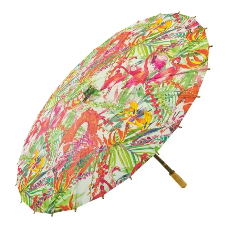 Papirparaply m. flamingoer, Ø84cm, dekoration – Brøndsholm