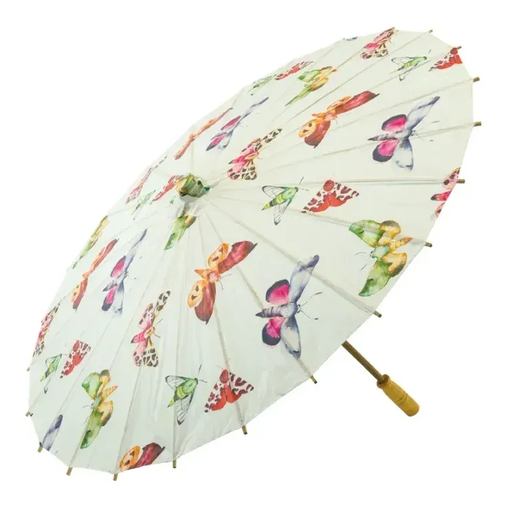 Papirparaply, Ø84cm, sommerfuglemønster, dekorationsparaply – Brøndsholm