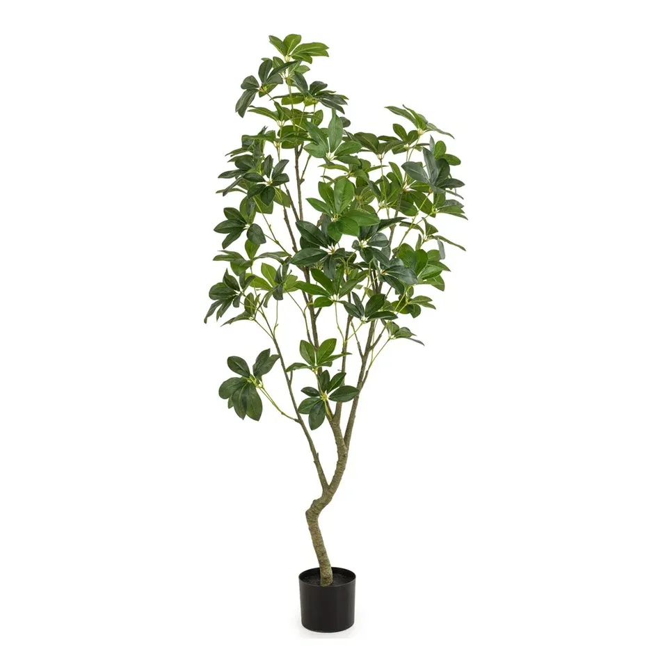 Kunstigt paraplytræ (Schefflera) 150 cm i grøn med sort potte – Brøndsholm