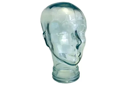 Parykhoved af genbrugsglas