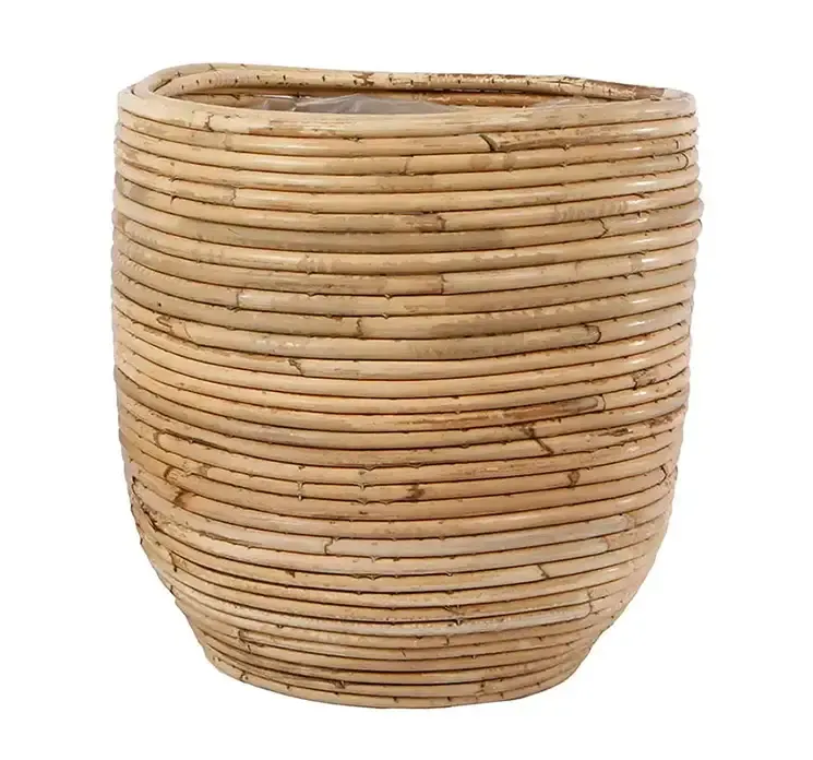 Krukke af rattan med plastforing og natur farvet