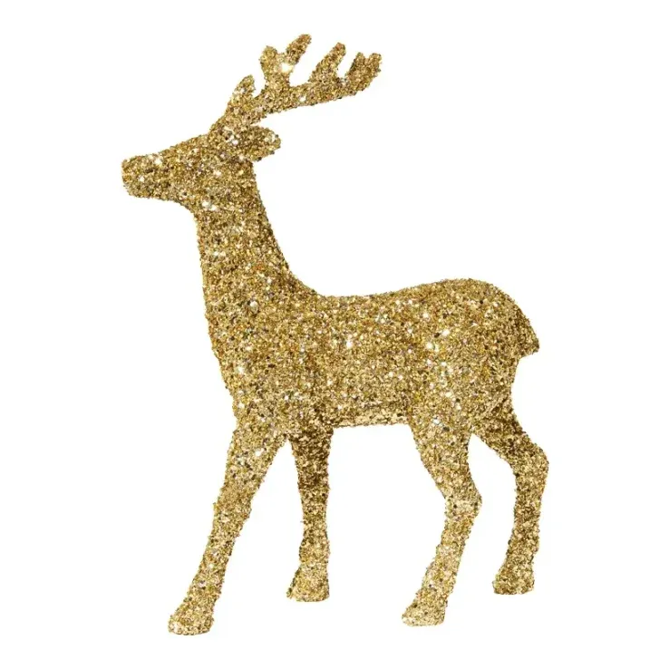 Rensdyr, 47x34x16cm, guld, julepynt – Brøndsholm