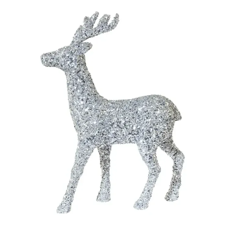 Rensdyr, 47x34x16cm, sølv, julepynt – Brøndsholm