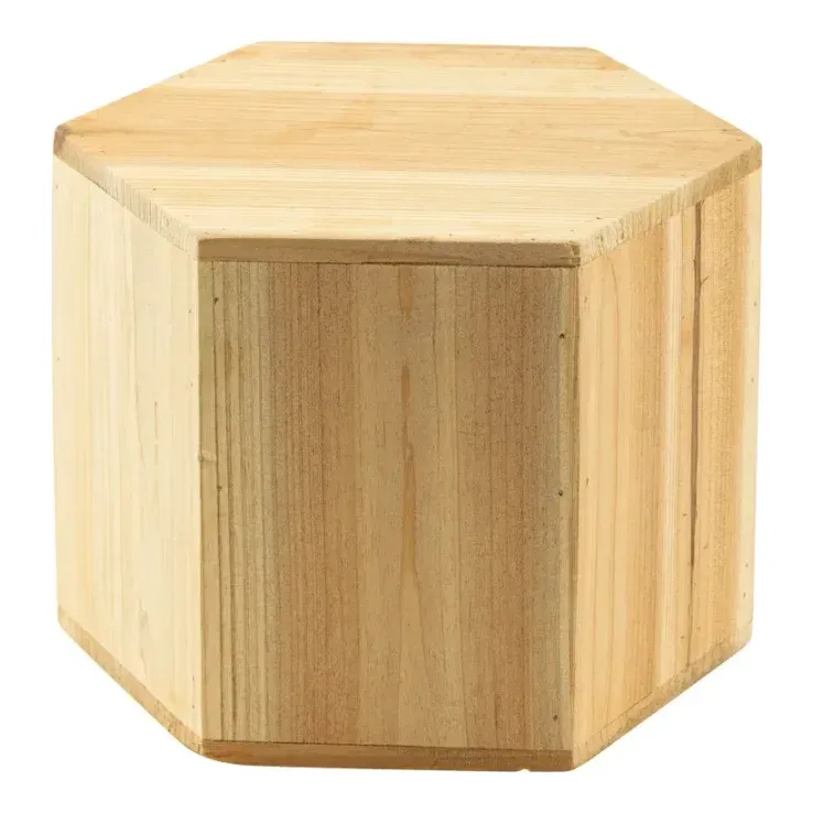 Sekskantet piedestal, 20x16,7x10cm, 15cm høj, træ – Brøndsholm