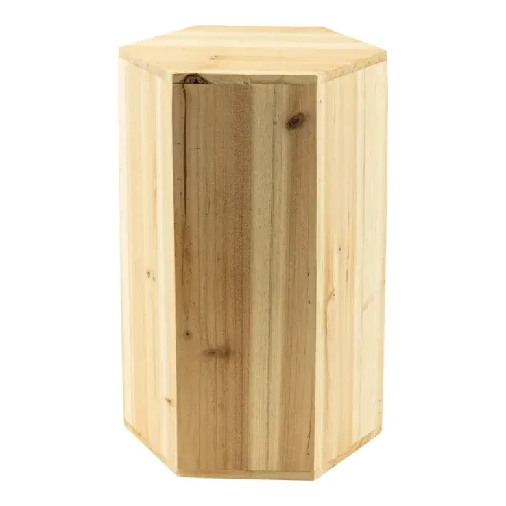 Sekskantet piedestal, 20x16,7x10cm, 30cm høj, træ – Brøndsholm