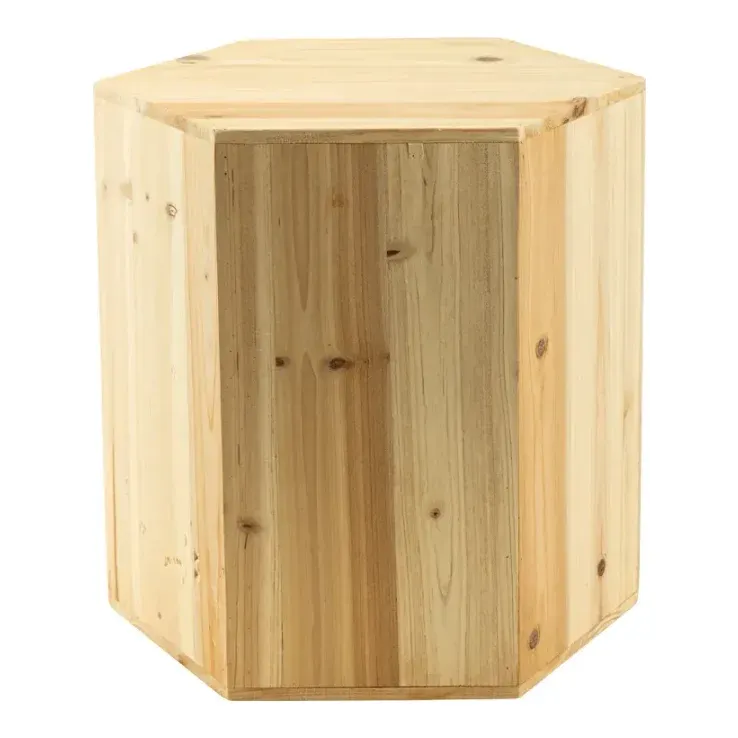 Sekskantet piedestal, 30x26x15cm, 30cm høj, træ – Brøndsholm