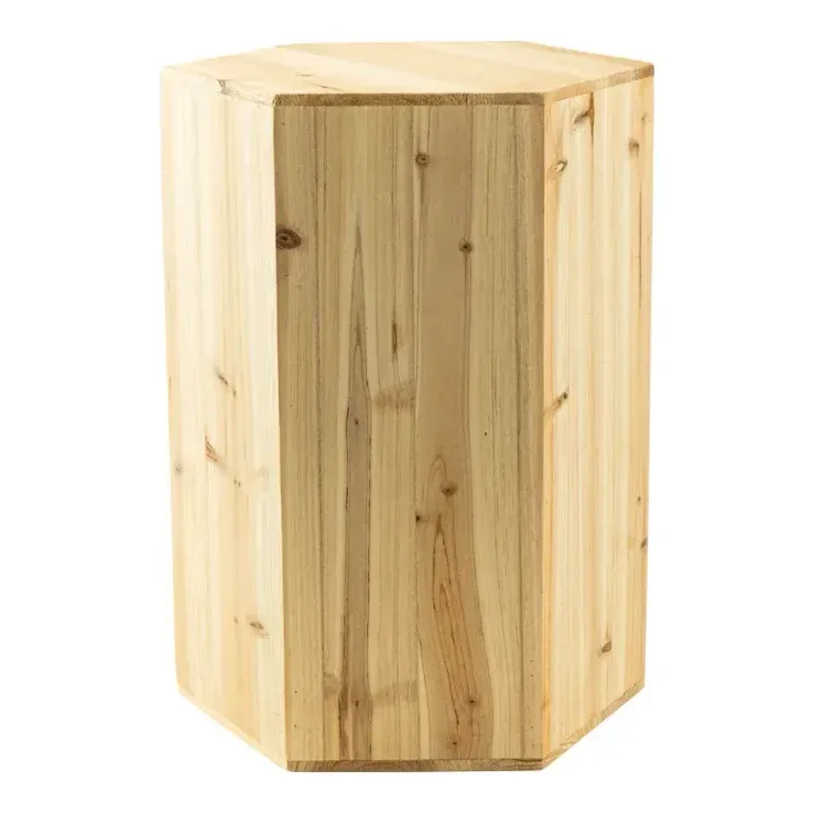 Sekskantet piedestal, 30x26x15cm, 40cm høj, træ – Brøndsholm