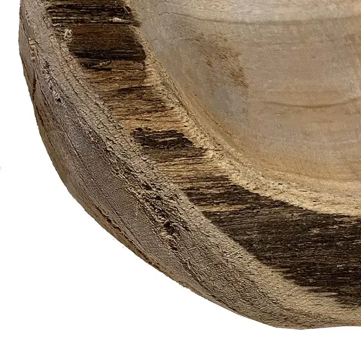 Skål af teaktræ i naturfarvet Ø12cm closeup