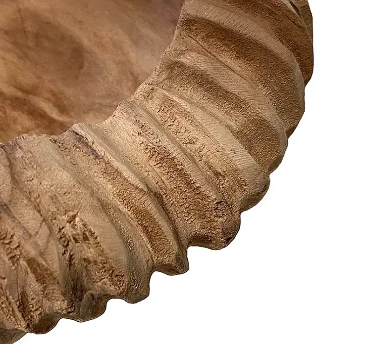 Skål af teaktræ i naturfarvet fsc certificeret 18cm closeup