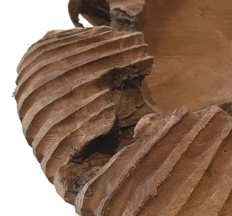 Skål af teaktræ i naturfarvet fsc certificeret 38cm closeup