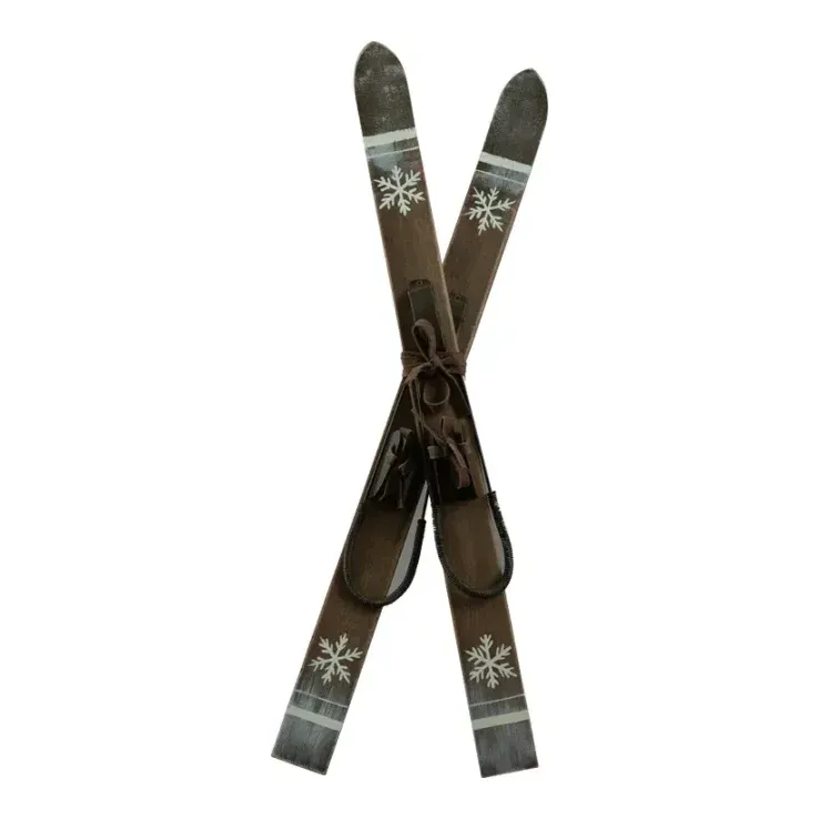 Ski, 57x25x7cm, brune, julepynt – Brøndsholm