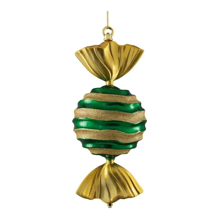 Slik, 33cm, Ø12cm, guld/grøn, julepynt – Brøndsholm