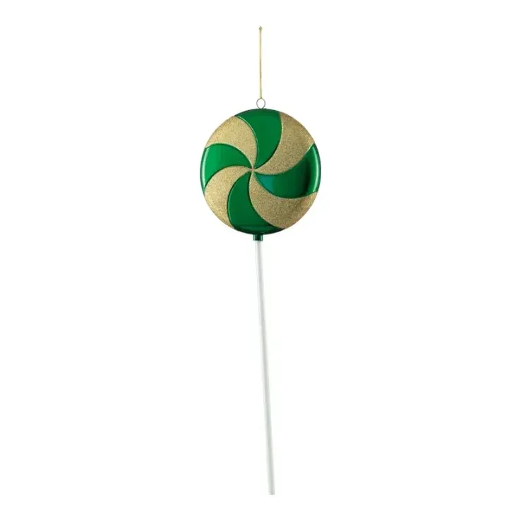 Slikkepind, 60cm, Ø20cm, grøn/guld, julepynt – Brøndsholm