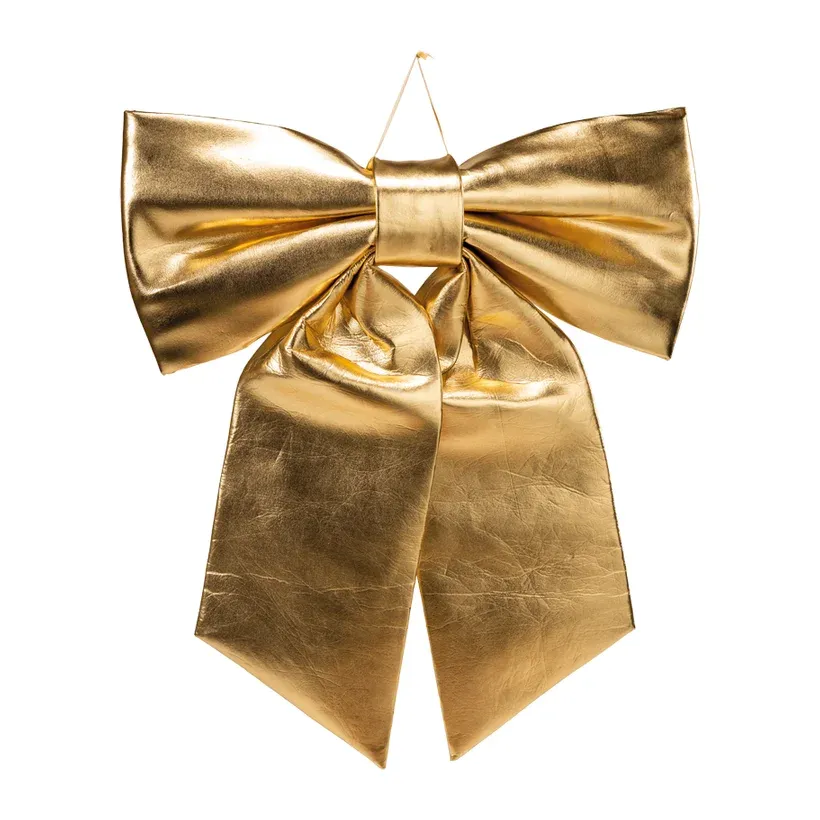 Guld sløjfe, blank, let polstret, 110x97cm, m metalring – Brøndsholm
