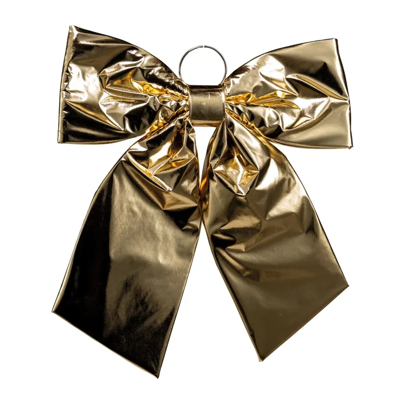 Guld sløjfe, blank, let polstret, 48x42cm, m metalring – Brøndsholm