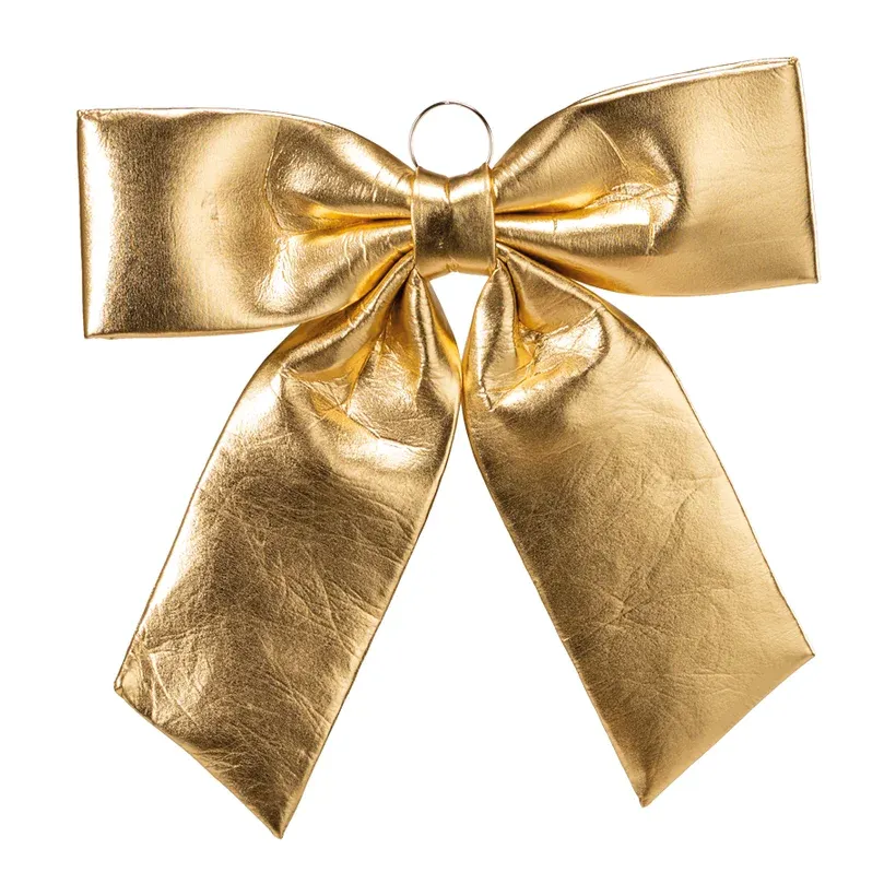 Guld sløjfe, blank, let polstret, 56x56cm, m metalring – Brøndsholm