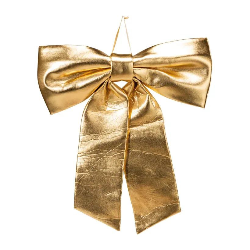 Guld sløjfe, blank, let polstret, 90x84cm, m metalring – Brøndsholm