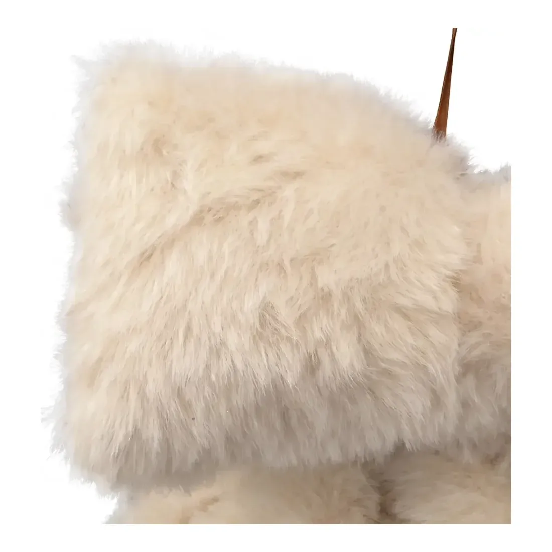 Sløjfe i cremefarvet plys med ophæng 17cm closeup