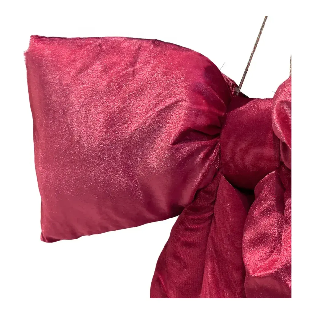 Sløjfe af velour i bordeaux farvet 80cm closeup