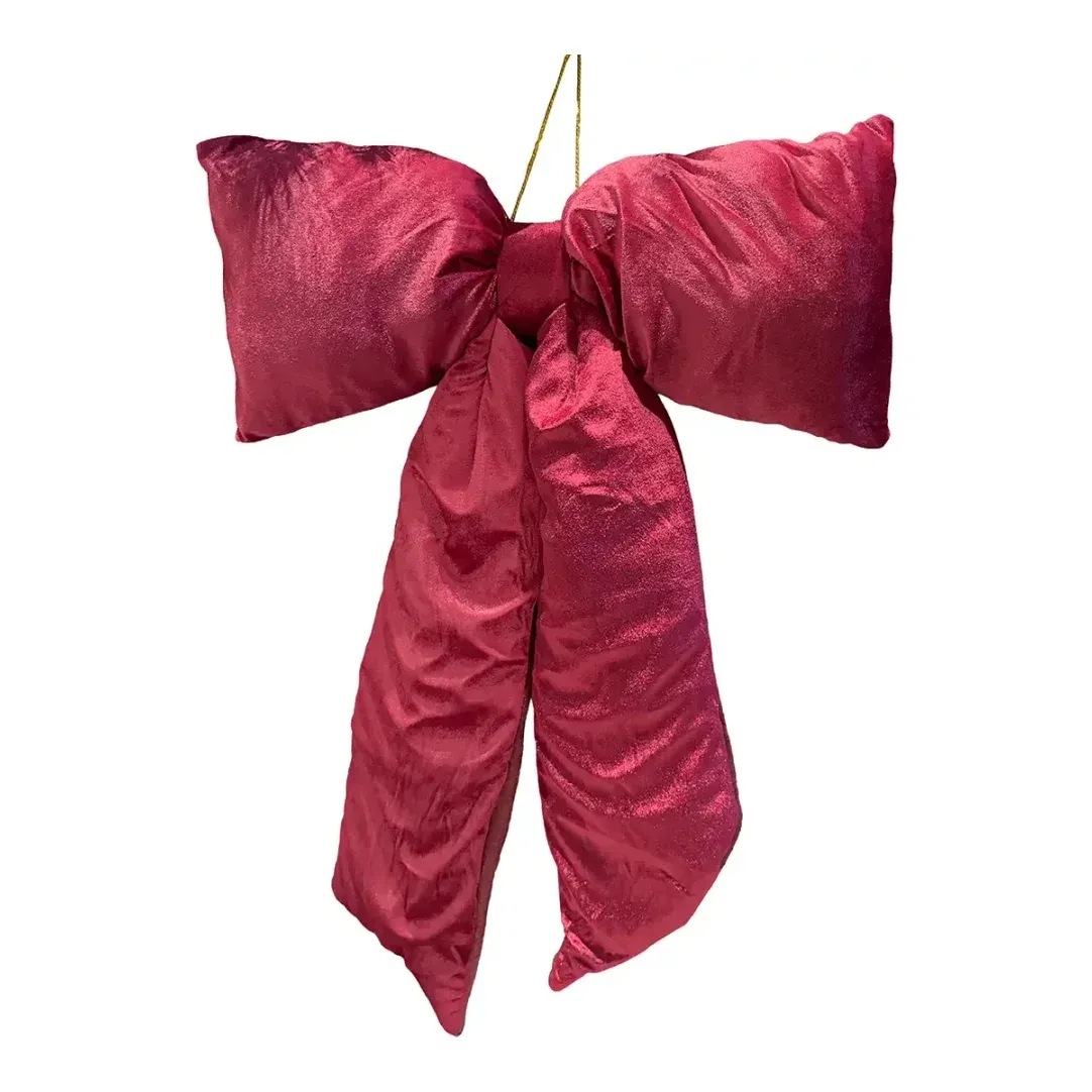 Sløjfe af velour i bordeaux farvet 80cm