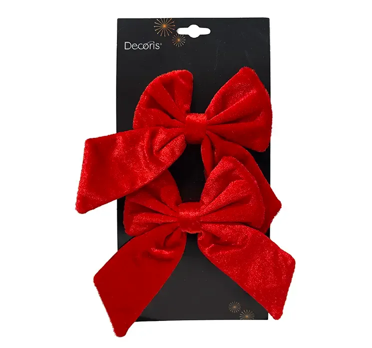 Sløjfer i rød af velour polyester