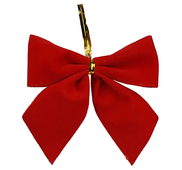 Sløjfe af velour i rød closeup