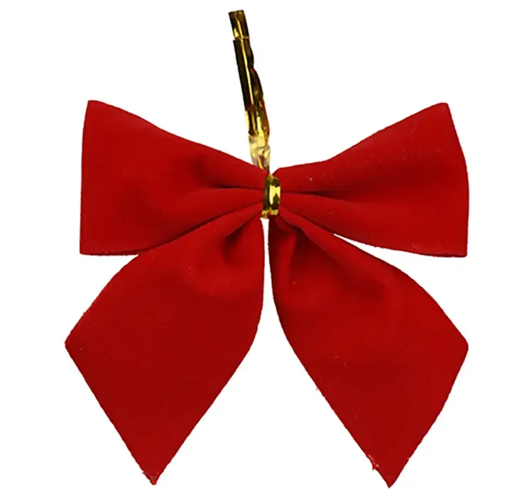 Sløjfer af velour i rød closeup