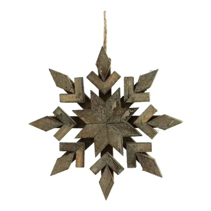 Snefnug i træ, Ø25cm, brun, julepynt – Brøndsholm