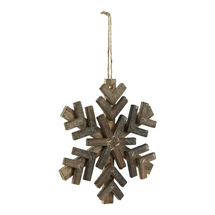 Snefnug i træ, Ø25cm, brun, julepynt – Brøndsholm