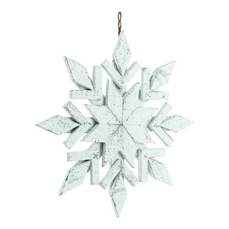 Snefnug i træ, Ø40cm, hvid, julepynt – Brøndsholm