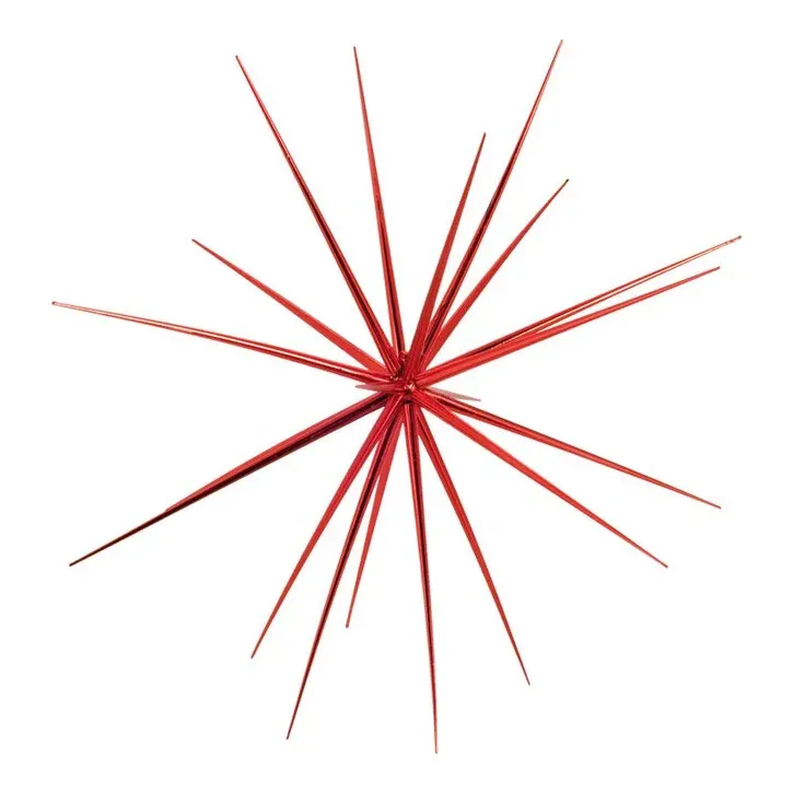 Rød blank sputnik stjerne Ø55 cm til samling, julepynt – Brøndsholm
