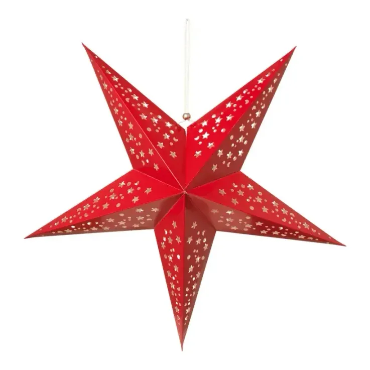 Stjerne, foldbar, Ø60cm, rød, jul – Brøndsholm