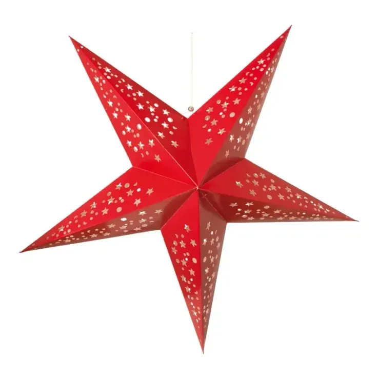 Stjerne, foldbar, Ø90cm, rød, julepynt – Brøndsholm