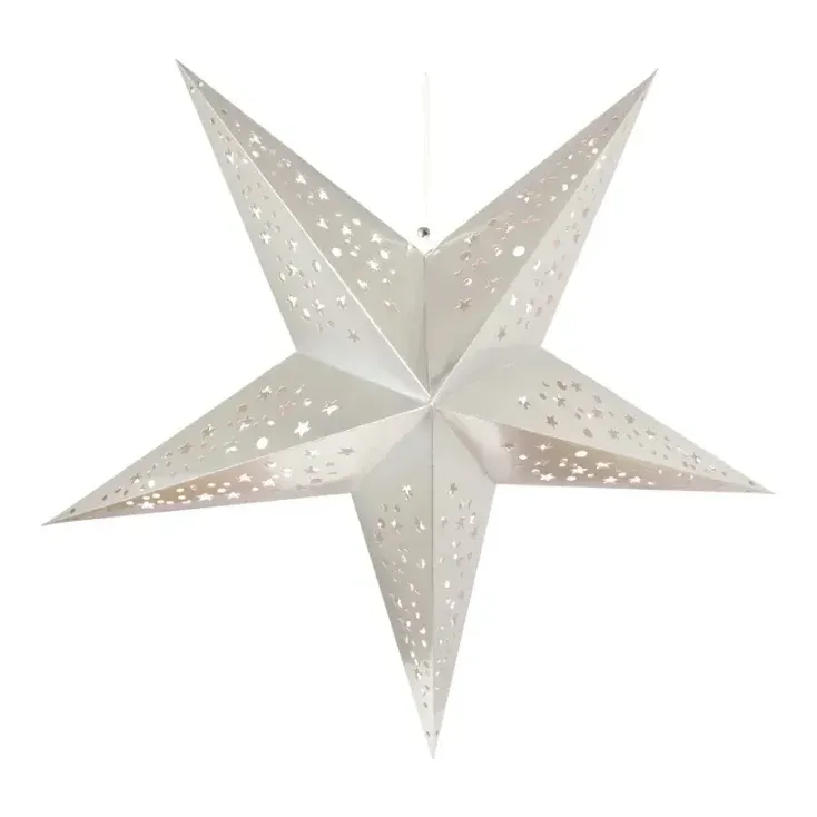 Stjerne, foldbar, Ø90cm, sølv, julepynt – Brøndsholm