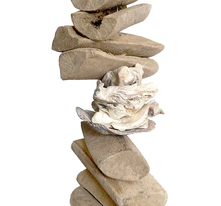 Strandskalle ranke med ægte træ og skaller 100cm closeup