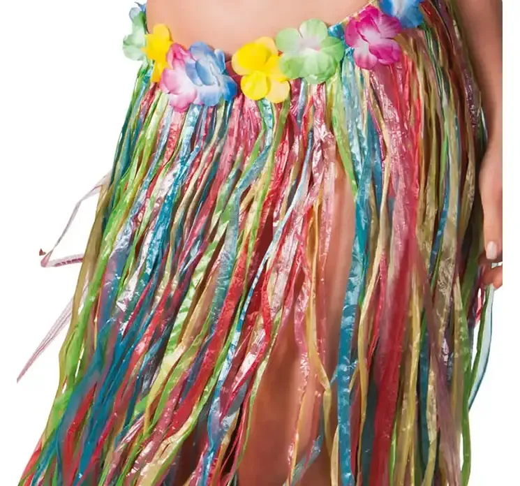 Hawaii skørt udklædning af plast med masser af farver closeup