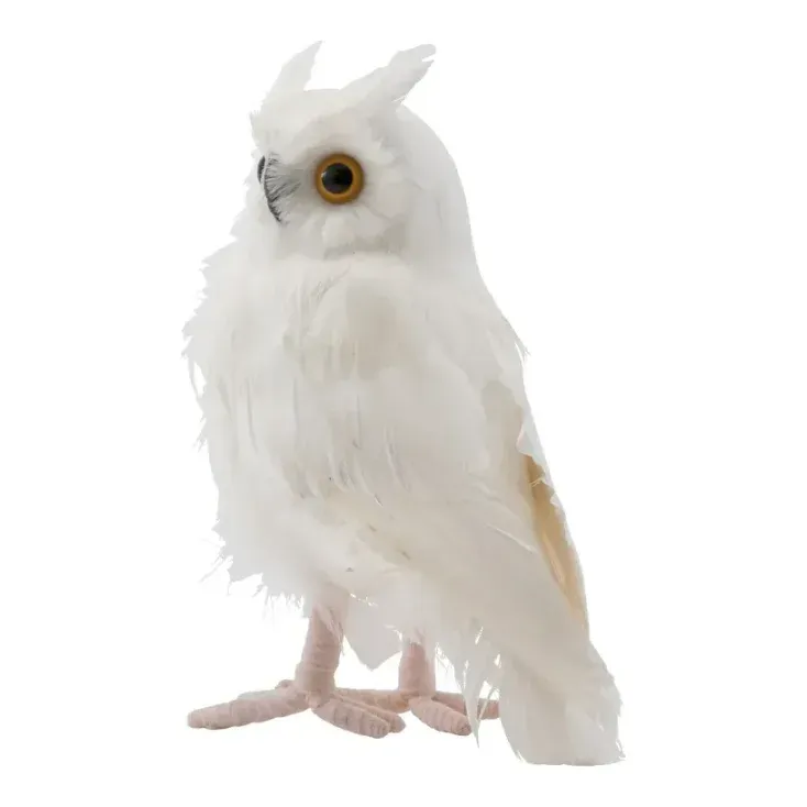 Ugle stående, 22cm, hvid, kunstig fugl – Brøndsholm